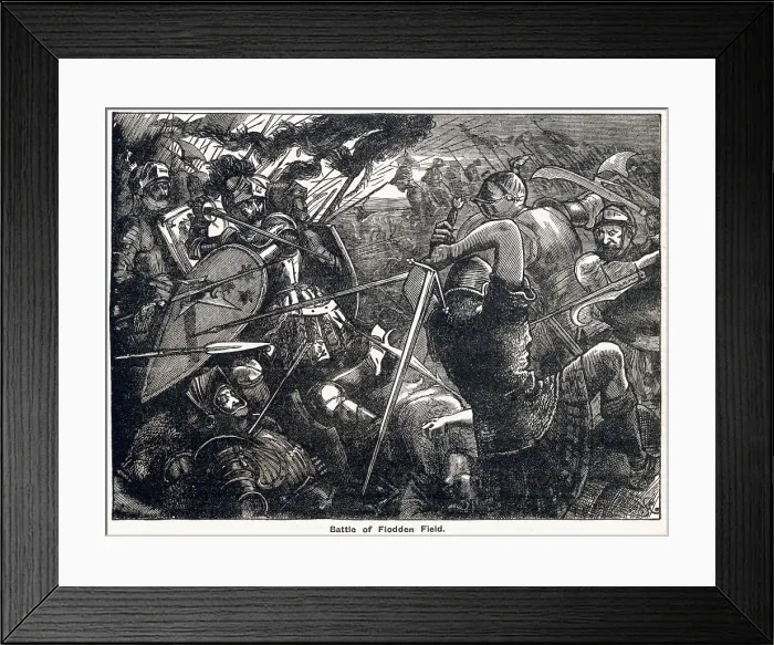 Framed Print : Height of battle of the Battle of Flodden, Northumberland, between England and Scotland. Date: 9 September 1513 Framed Print : Height of battle of the Battle of Flodden, Northumberland, between England and Scotland. Date: 9 September 1513