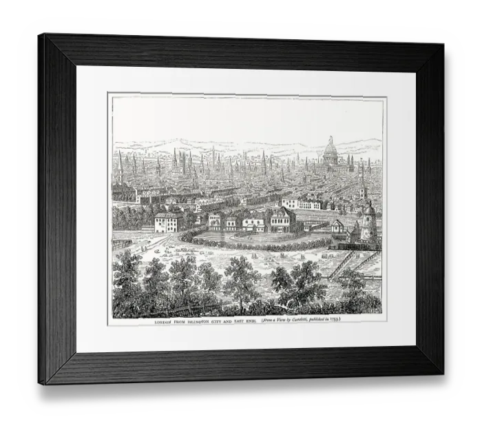 Framed Print : View of London from Islington of the City and East End. Date: 1753