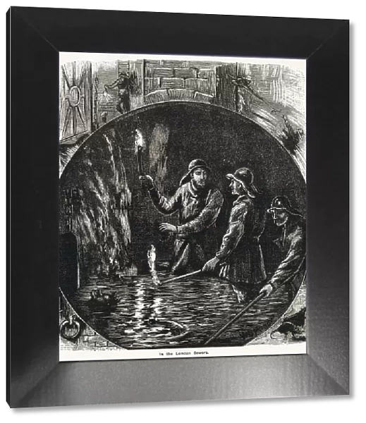 Men wearing heavy oilskin protective clothing would go into the tunnels under the streets of London to unblock the sewers with a combing method. Date: 1881