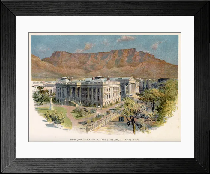 Framed Print : Parliament House at Table Mountain, Cape Town, South Africa. Date: 1875 Framed Print : Parliament House at Table Mountain, Cape Town, South Africa. Date: 1875