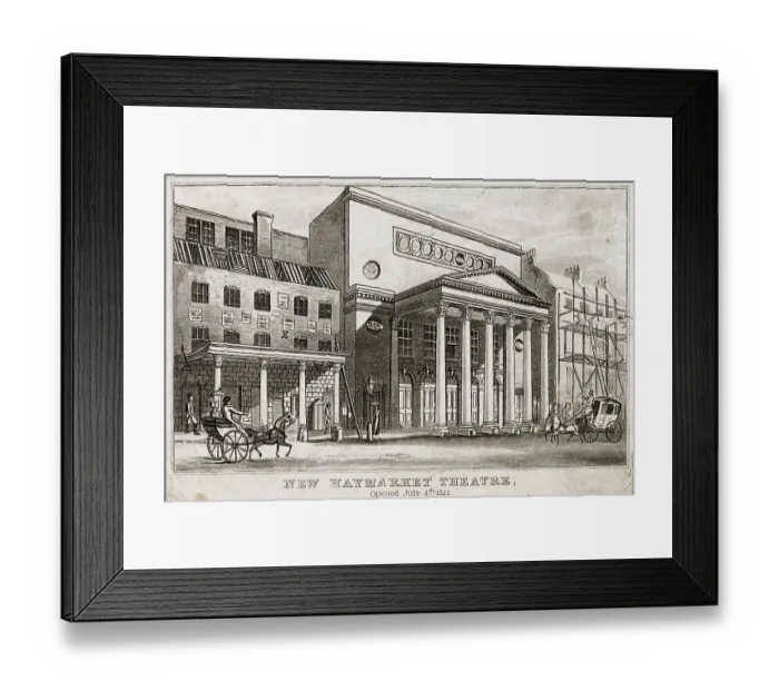Framed Print : Exterior of the new Haymarket Theatre, London. Date: July 1821 Framed Print : Exterior of the new Haymarket Theatre, London. Date: July 1821