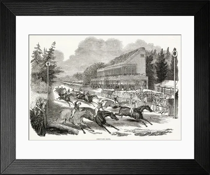 Framed Print : Horses racing, with thousands of spectators. Date: 1844 Framed Print : Horses racing, with thousands of spectators. Date: 1844