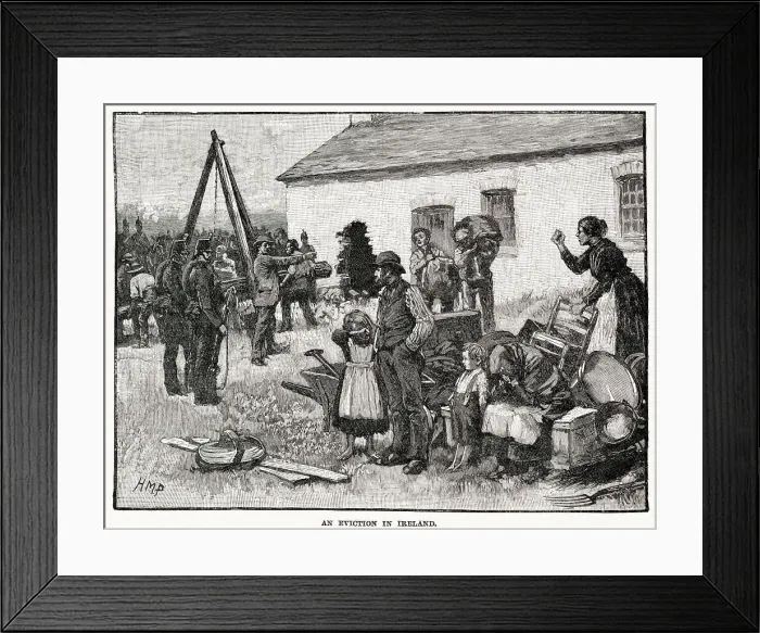 Framed Print : A new law gave the tenant a right to a third of his freehold, seven years rent; twenty-one years rent being the average value of a freehold in Ireland. Seeing an escape from this claim in the clause which barred the right in the case of non-payment Framed Print : A new law gave the tenant a right to a third of his freehold, seven years rent; twenty-one years rent being the average value of a freehold in Ireland. Seeing an escape from this claim in the clause which barred the right in the case of non-payment