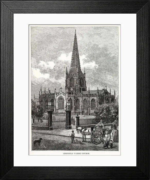 Framed Print : Exterior of Sheffield Parish Church, Yorkshire. Date: 1877 Framed Print : Exterior of Sheffield Parish Church, Yorkshire. Date: 1877
