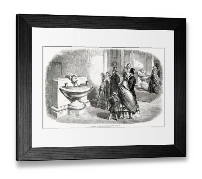 Framed Print : Drinking Fountain at the British Museum 1860 Framed Print : Drinking Fountain at the British Museum 1860