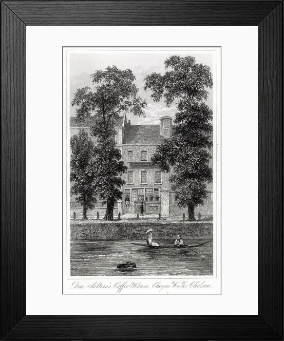 Framed Print : Exterior the Don Saltero's Coffee House in Cheyne Walk, Chelsea, London. Date: 18th century Framed Print : Exterior the Don Saltero's Coffee House in Cheyne Walk, Chelsea, London. Date: 18th century