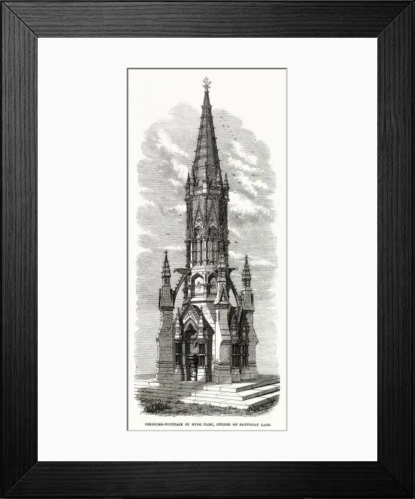 Framed Print : New marble gothic style drinking fountain in Hyde Park, London opened by Duke of Cambridge. Erected at the expense of the Maharajah of Vizianagaram, a member of the Legislative Council of India Framed Print : New marble gothic style drinking fountain in Hyde Park, London opened by Duke of Cambridge. Erected at the expense of the Maharajah of Vizianagaram, a member of the Legislative Council of India