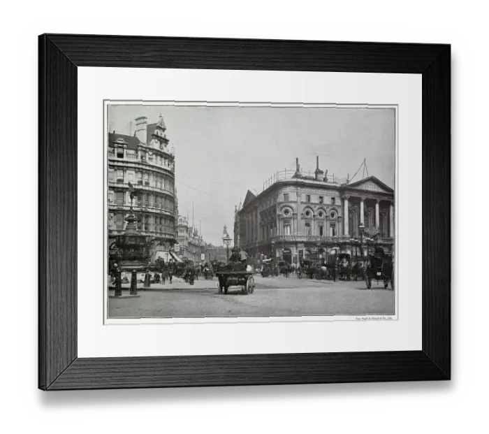 Framed Print : Photograph taken from Piccadilly Circus towards Shaftesbury Avenue, showing the corner of London Pavilion and on the far left Shaftesbury Memorial Fountain, popularly known as Eros, Date: 1890s Framed Print : Photograph taken from Piccadilly Circus towards Shaftesbury Avenue, showing the corner of London Pavilion and on the far left Shaftesbury Memorial Fountain, popularly known as Eros, Date: 1890s