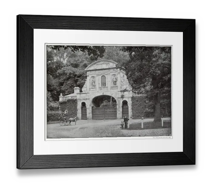 Framed Print : Built in 1670 Wren's Temple Bar was removed from the east end of the Strand in 1878, when the thoroughfare was widen and was put at one of the entrances to Theobalds Park, Waltham Cross. Date: 1901 Framed Print : Built in 1670 Wren's Temple Bar was removed from the east end of the Strand in 1878, when the thoroughfare was widen and was put at one of the entrances to Theobalds Park, Waltham Cross. Date: 1901