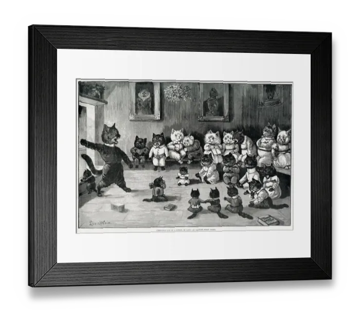 Framed Print : Cats as humans being told scary stories of ghosts on Christmas Eve by their teacher. Date: 1895 Framed Print : Cats as humans being told scary stories of ghosts on Christmas Eve by their teacher. Date: 1895