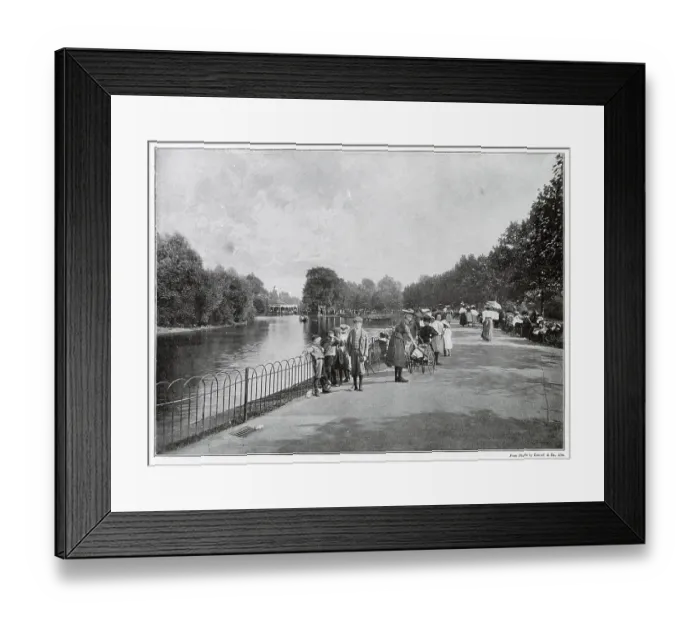 Framed Print : Children standing near the artificial lake in Finsbury Park, London. Date: 1901 Framed Print : Children standing near the artificial lake in Finsbury Park, London. Date: 1901