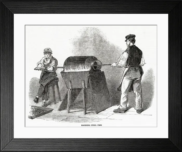 Framed Print : Bronzing steel pens, at Messrs Hinks, Wells and Co. in Birmingham. Date: 1851 Framed Print : Bronzing steel pens, at Messrs Hinks, Wells and Co. in Birmingham. Date: 1851