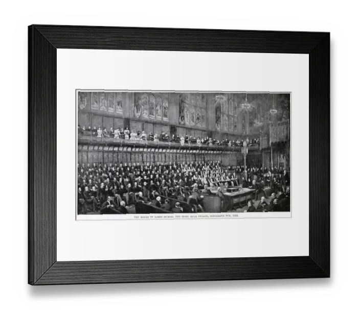 Framed Print : The House of Lords during the HOme Rule debate, Lord Chancellor (Lord Herschell) about to put the question. Date: 9th September 1893 Framed Print : The House of Lords during the HOme Rule debate, Lord Chancellor (Lord Herschell) about to put the question. Date: 9th September 1893