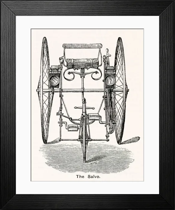 Framed Print : Early tricycle, the salvo. Date: 1881 Framed Print : Early tricycle, the salvo. Date: 1881