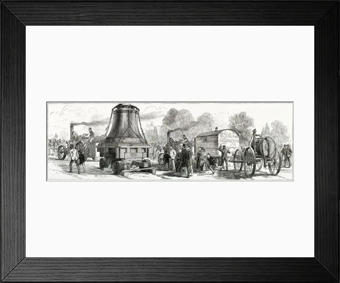 Framed Print : The new Great Bell manufactured by Messrs Tayor, travelling from Loughborough, Leicestershire for St Paul's Cathedral, London. Date: 1882 Framed Print : The new Great Bell manufactured by Messrs Tayor, travelling from Loughborough, Leicestershire for St Paul's Cathedral, London. Date: 1882