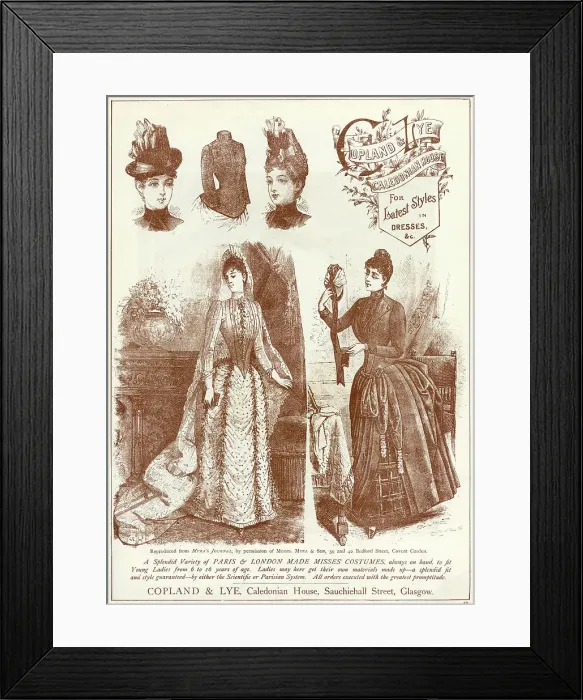 Framed Print : Advert for Copland & Lye women's latest fashion 1887 Framed Print : Advert for Copland & Lye women's latest fashion 1887