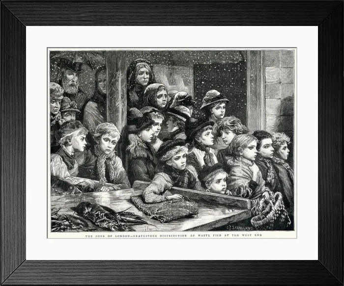 Framed Print : Gratuitous Distribution of Waste Fish, London 1882 Framed Print : Gratuitous Distribution of Waste Fish, London 1882
