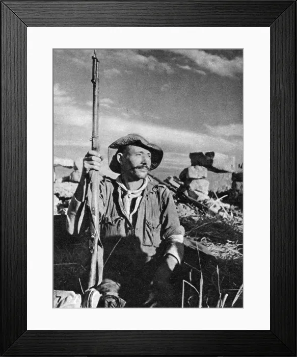 Framed Print : Nationalist Soldier at the Battle of the Ebro, Spanish Civil Framed Print : Nationalist Soldier at the Battle of the Ebro, Spanish Civil
