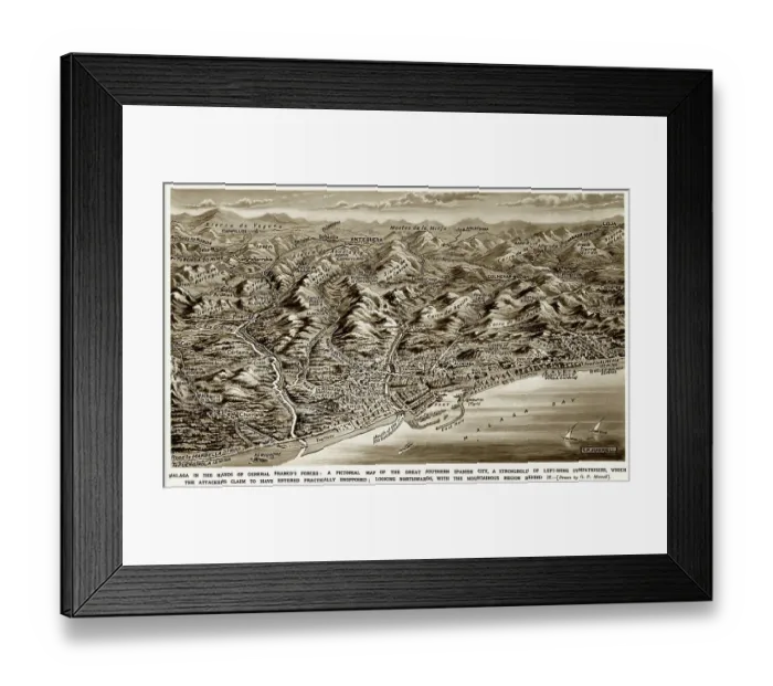 Framed Print : Aerial View of Malaga during the Spanish Civil War, 1937 Framed Print : Aerial View of Malaga during the Spanish Civil War, 1937