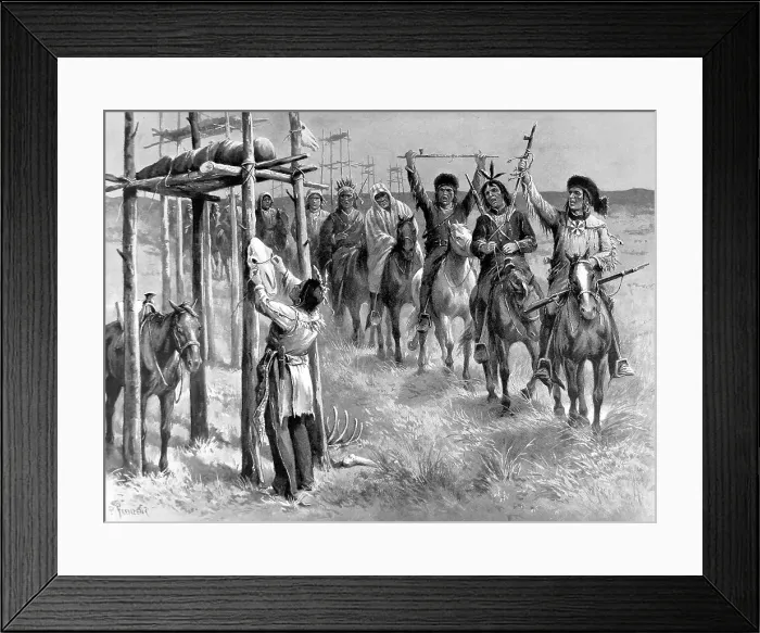 Framed Print : American Indians. Salute to a dead chief in the far North We Framed Print : American Indians. Salute to a dead chief in the far North We