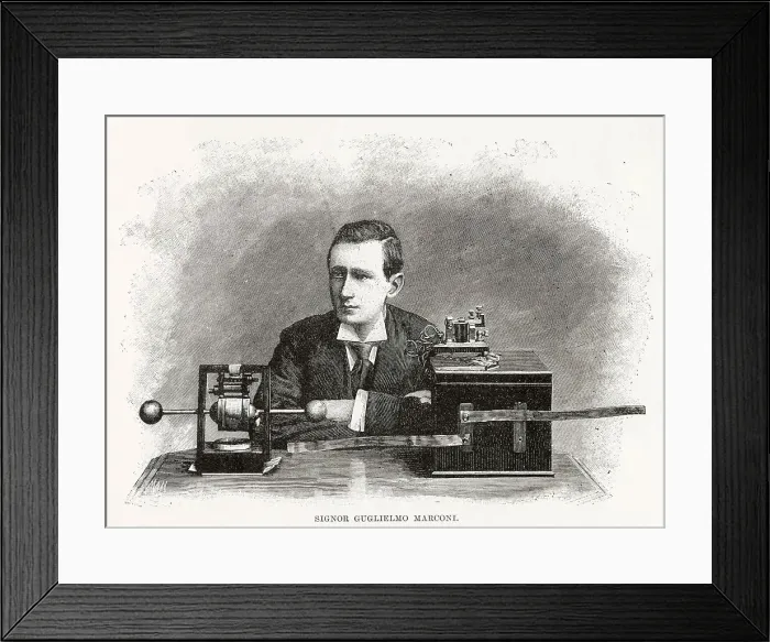 Framed Print : Guglielmo Marconi (1874 - 1937), Italian inventor, Marconi, born 1874, who revolutionised the world of communications with his wireless invention. He received many honours Framed Print : Guglielmo Marconi (1874 - 1937), Italian inventor, Marconi, born 1874, who revolutionised the world of communications with his wireless invention. He received many honours