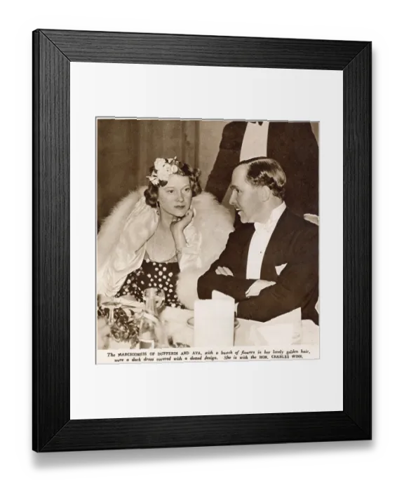 Framed Print : Marchioness of Dufferin and Ava talking the the Hon. Charles Winn at the Primrose League Ball. Date: 1936 Framed Print : Marchioness of Dufferin and Ava talking the the Hon. Charles Winn at the Primrose League Ball. Date: 1936