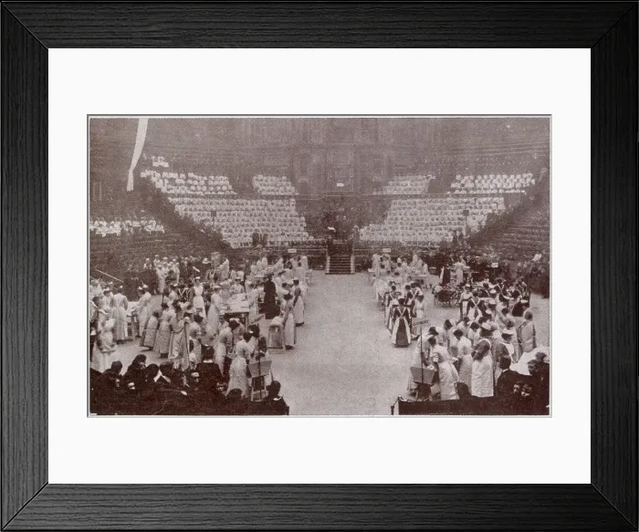 Framed Print : Scene from the annual celebrations of Dr. Barnardo's Homes in The Royal Albert Hall. Here in the Training Housewives display, the young women demonstrate laundry work. An exhibition of the good work of Dr