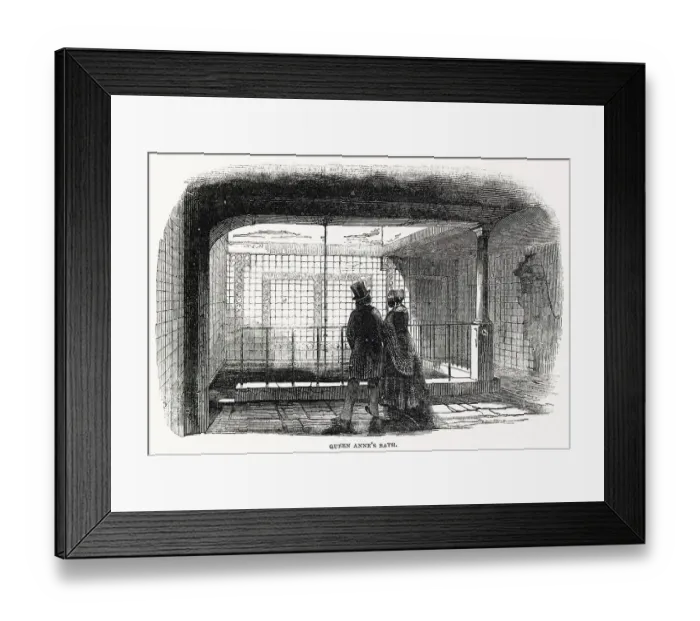 Framed Print : Interior of Queen Anne's Bath, a natural springs between Holborn and Long Acre, London, 1845. Being a source of fresh water it was known for its medicinal properties from at least the time of King William III Framed Print : Interior of Queen Anne's Bath, a natural springs between Holborn and Long Acre, London, 1845. Being a source of fresh water it was known for its medicinal properties from at least the time of King William III