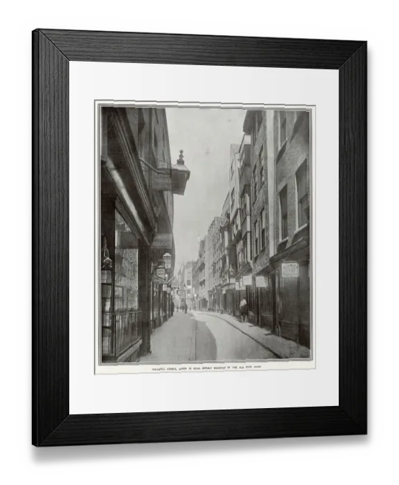 Framed Print : Holywell Street, London, which was famed for its bookshops, was due for demolition shortly after this photograph was taken, to make way for London County Council improvements. Date: 1901 Framed Print : Holywell Street, London, which was famed for its bookshops, was due for demolition shortly after this photograph was taken, to make way for London County Council improvements. Date: 1901