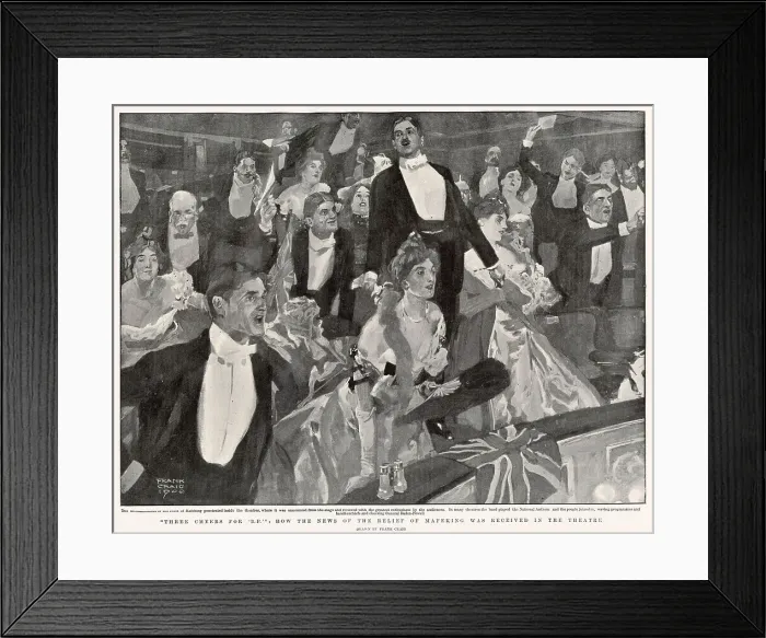 Framed Print : Theatre-goers elebrating the Relief of Mafeking, London, Date: 1900 Framed Print : Theatre-goers elebrating the Relief of Mafeking, London, Date: 1900
