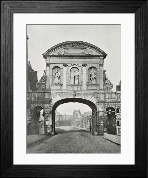 Framed Print : Temple Bar in the Strand, London, prior to 1878. That year the Bar was taken down and rebuilt at Theobald's, Waltham Cross. Later in 2004 it will return to London and be rebuilt at Paternoster Square near to St. Paul's Cathedral. Date: 1898 Framed Print : Temple Bar in the Strand, London, prior to 1878. That year the Bar was taken down and rebuilt at Theobald's, Waltham Cross. Later in 2004 it will return to London and be rebuilt at Paternoster Square near to St. Paul's Cathedral. Date: 1898