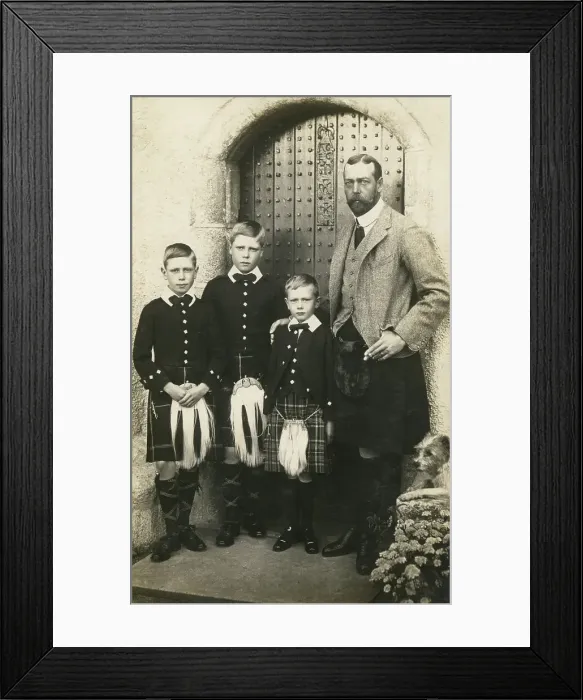 Framed Print : The Prince of Wales, later King George V (1865 - 1936), photographed with his three eldest sons, from left, Prince Albert of Wales, later King George VI, Prince Edward of Wales, King Edward VIII, Duke of Windsor and Prince Henry of Wales Framed Print : The Prince of Wales, later King George V (1865 - 1936), photographed with his three eldest sons, from left, Prince Albert of Wales, later King George VI, Prince Edward of Wales, King Edward VIII, Duke of Windsor and Prince Henry of Wales