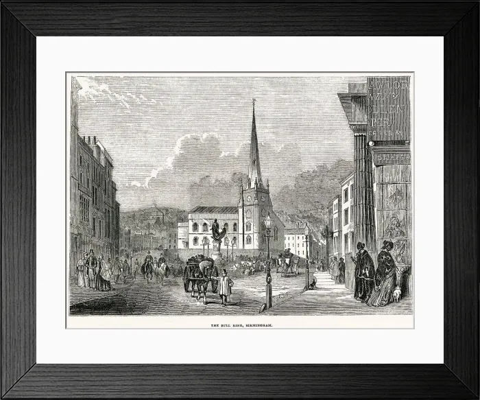 Framed Print : In the centre of the High Street, Bull Ring, market, Birmingham. Date: 1844 Framed Print : In the centre of the High Street, Bull Ring, market, Birmingham. Date: 1844