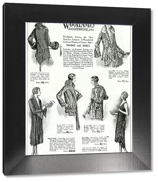 Advert for Woollands women's evening coats 1929