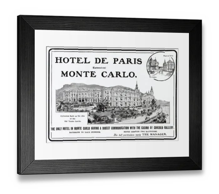 Framed Print : Advertisement for Monte Carlo on the fashionable French Riviera. Date: 1906