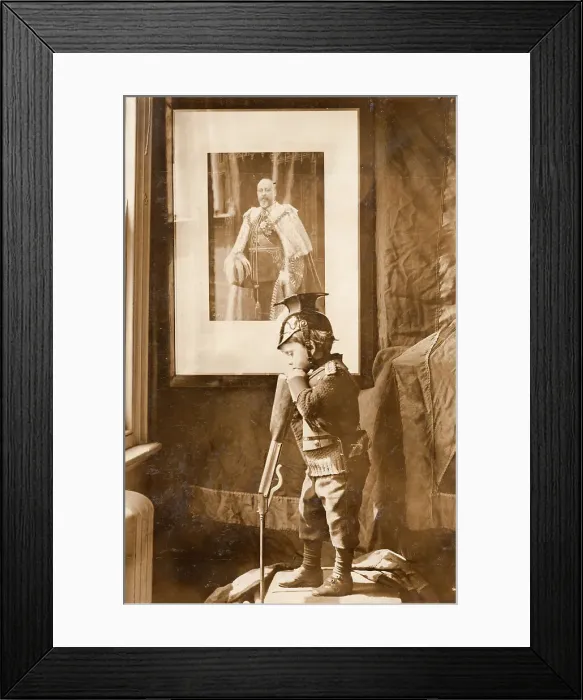 Framed Print : Young boy soldier mourning Edward VII Framed Print : Young boy soldier mourning Edward VII