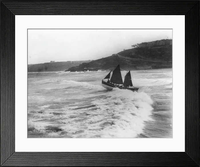Framed Print : Lifeboat putting out to sea, St Ives, Cornwall Framed Print : Lifeboat putting out to sea, St Ives, Cornwall
