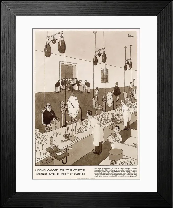 Framed Print : Rational Gadgets For Your Coupons by William Heath Robinson Framed Print : Rational Gadgets For Your Coupons by William Heath Robinson