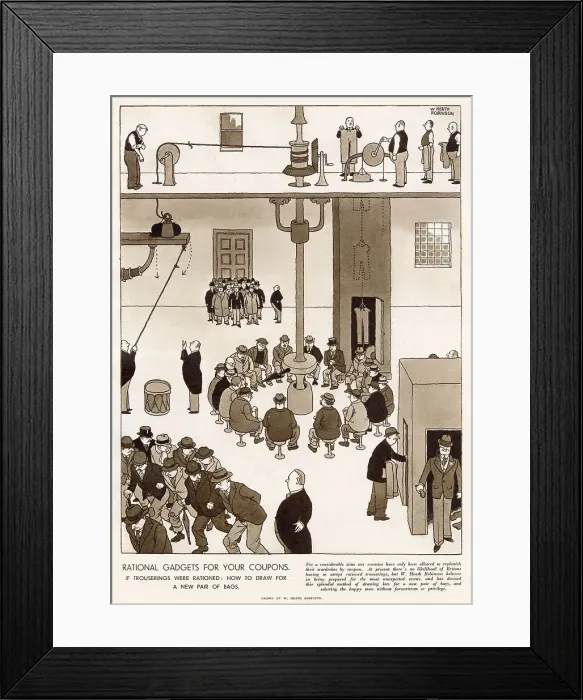 Framed Print : Rational Gadgets For Your Coupons by William Heath Robinson Framed Print : Rational Gadgets For Your Coupons by William Heath Robinson