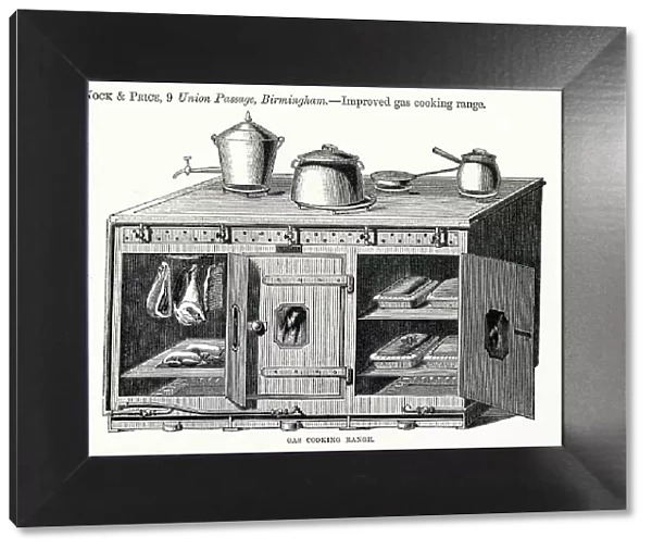 Improved gas cooking and heating range. Date: 1862
