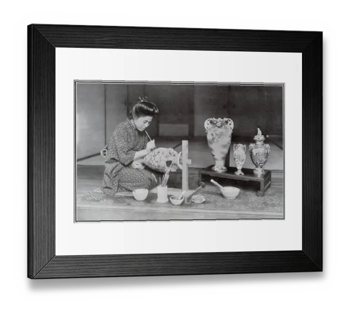 Framed Print : Japanese Woman Painting Vases 1908 Framed Print : Japanese Woman Painting Vases 1908