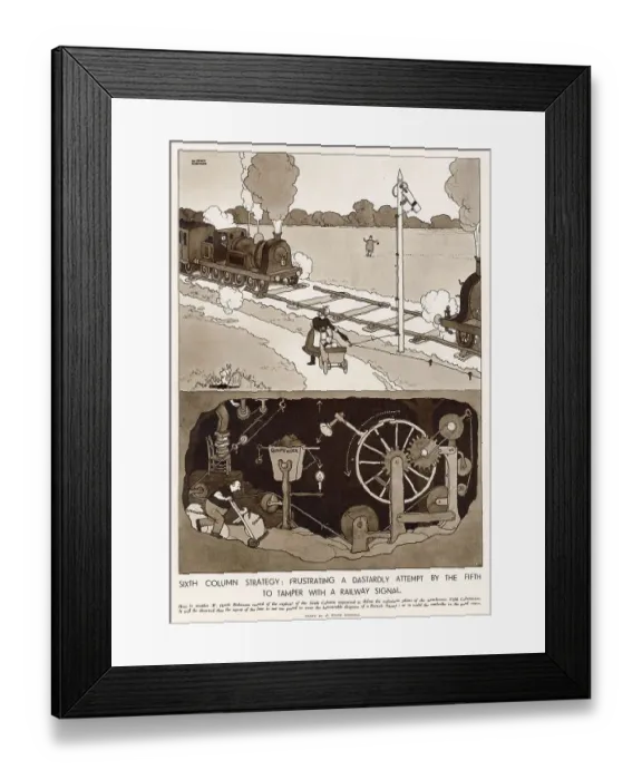 Framed Print : Tamper with a Railway Signal by William Heath Robinson Framed Print : Tamper with a Railway Signal by William Heath Robinson