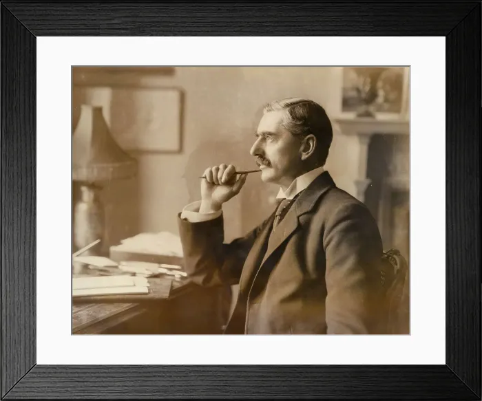 Framed Print : Neville Chamberlain, British politician, at his desk Framed Print : Neville Chamberlain, British politician, at his desk