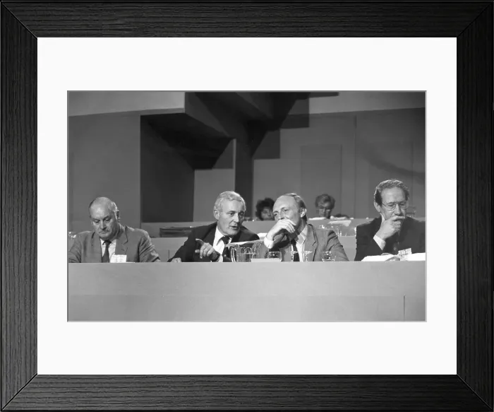 Framed Print : Tony Benn and Neil Kinnock at a conference Framed Print : Tony Benn and Neil Kinnock at a conference