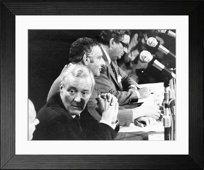 Framed Print : Tony Benn, John Silkin and Denis Healey at a conference Framed Print : Tony Benn, John Silkin and Denis Healey at a conference