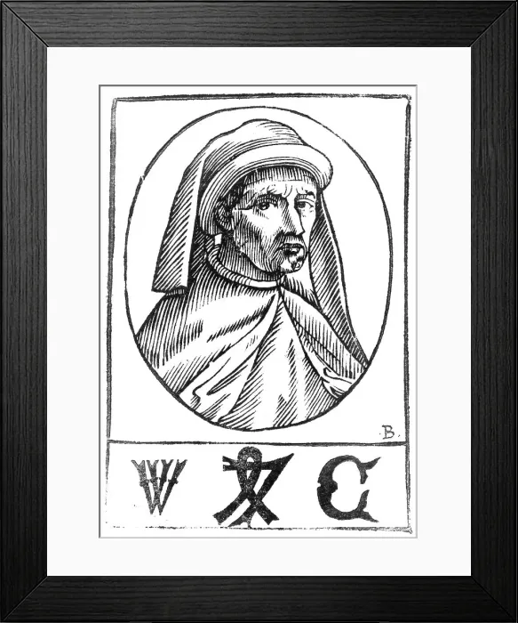 Framed Print : William Caxton, English merchant, diplomat, writer, printer Framed Print : William Caxton, English merchant, diplomat, writer, printer