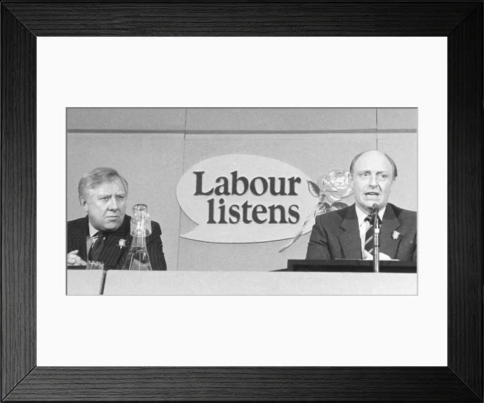 Framed Print : Roy Hattersley and Neil Kinnock at a Party conference Framed Print : Roy Hattersley and Neil Kinnock at a Party conference