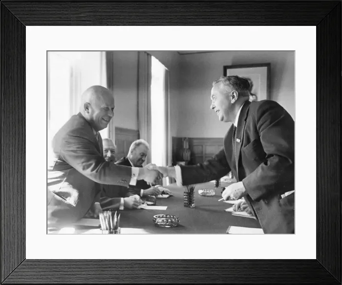 Framed Print : Nikita Khrushchev and Harold Wilson shaking hands Framed Print : Nikita Khrushchev and Harold Wilson shaking hands