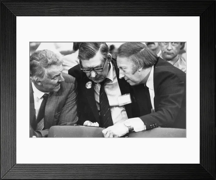 Framed Print : Mick McGahey with Arthur Scargill and Peter Heathfield Framed Print : Mick McGahey with Arthur Scargill and Peter Heathfield