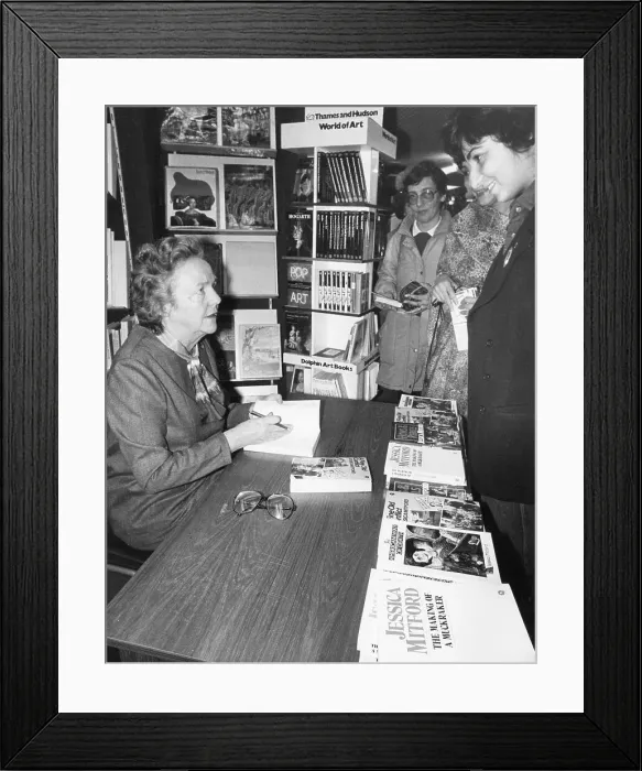 Framed Print : Jessica Mitford at a book signing event Framed Print : Jessica Mitford at a book signing event